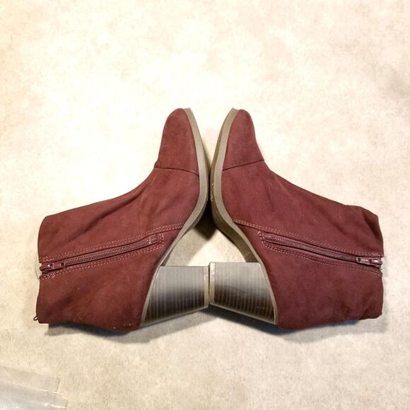 Old Navy Womens 978719-03-1 Size 8 Wine Red Textile Block Heeled Ankle Boot Boot - Picture 7 of 9